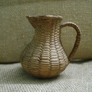 Vintage Hand Woven Pitcher Basket Vase